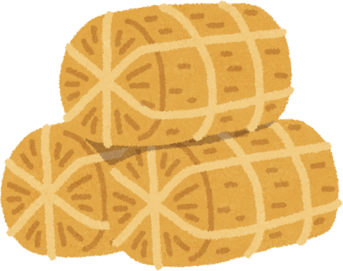 Hand-Drawn Illustration of Stacked Rice Bales